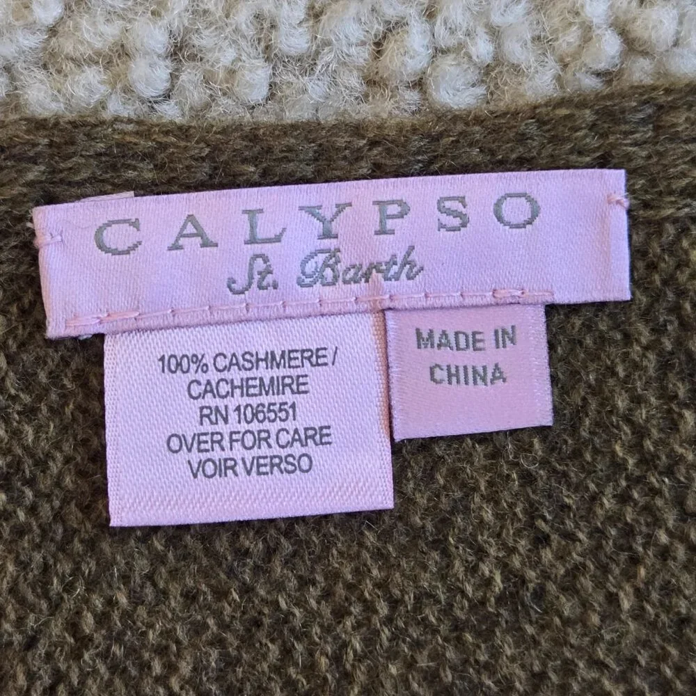 NWOT Calypso St. Barth Marled Green Cashmere Scarf - Picture 4 of 6
